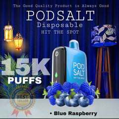 Podsalt 15K Puffs Blue Raspberry Disposable Vape in Dubai UAE