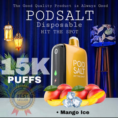 Podsalt 15K Puffs Mango Ice Disposable Vape in Dubai UAE