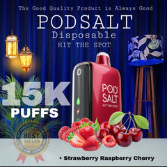 Podsalt 15K Puffs Strawberry Raspberry Cherry Disposable in UAE
