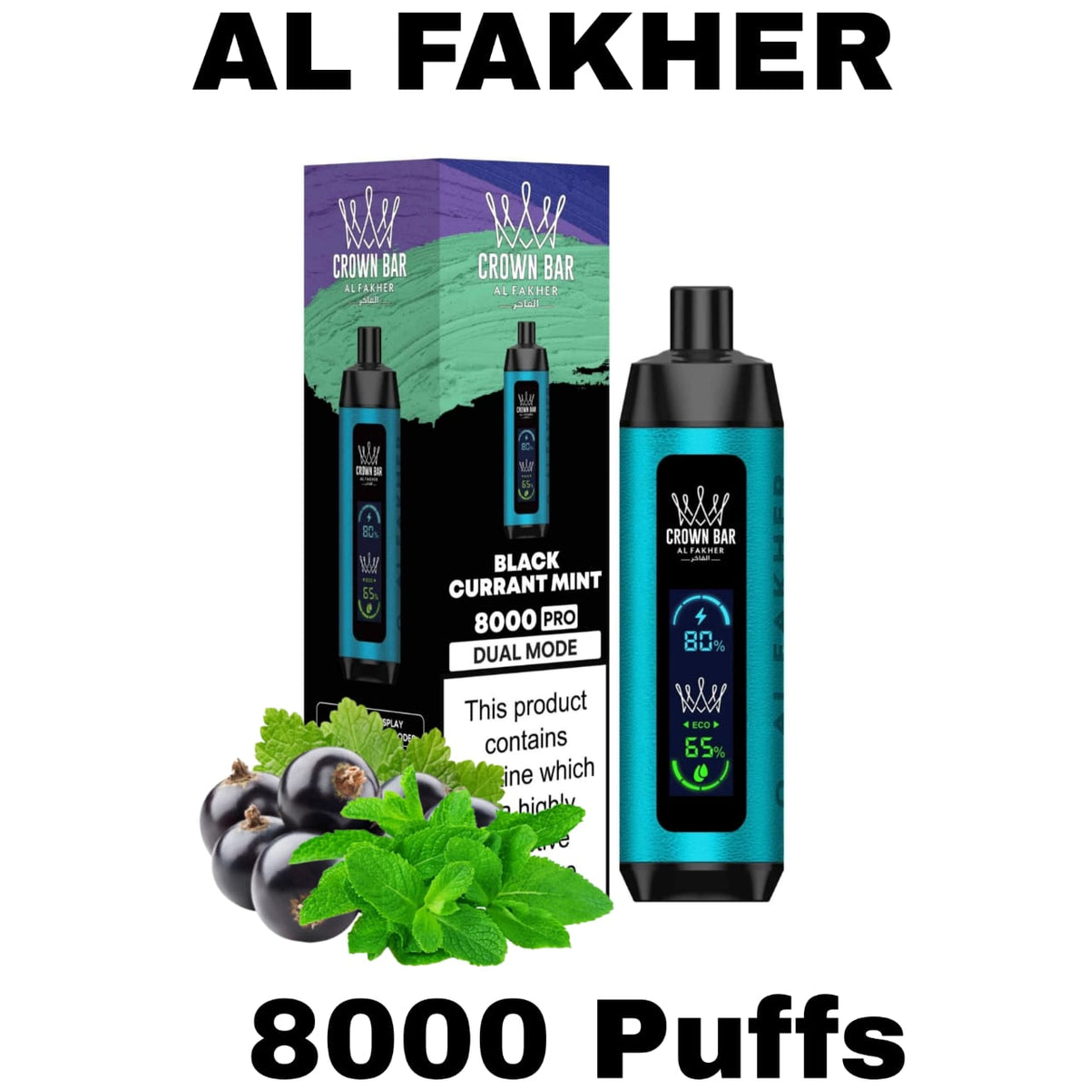 Al Fakher Pro Crown Bar 8000 Puffs Blackcurrant Mint
