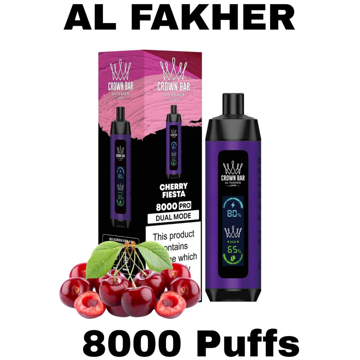 Al Fakher Pro Crown Bar 8000 Puffs Cherry Fiesta