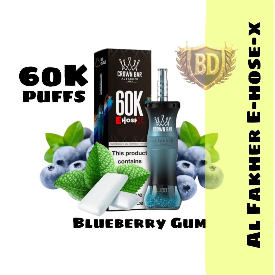 Al Fakher Crown Bar E Hose X 60000 Puffs Blueberry Gum
