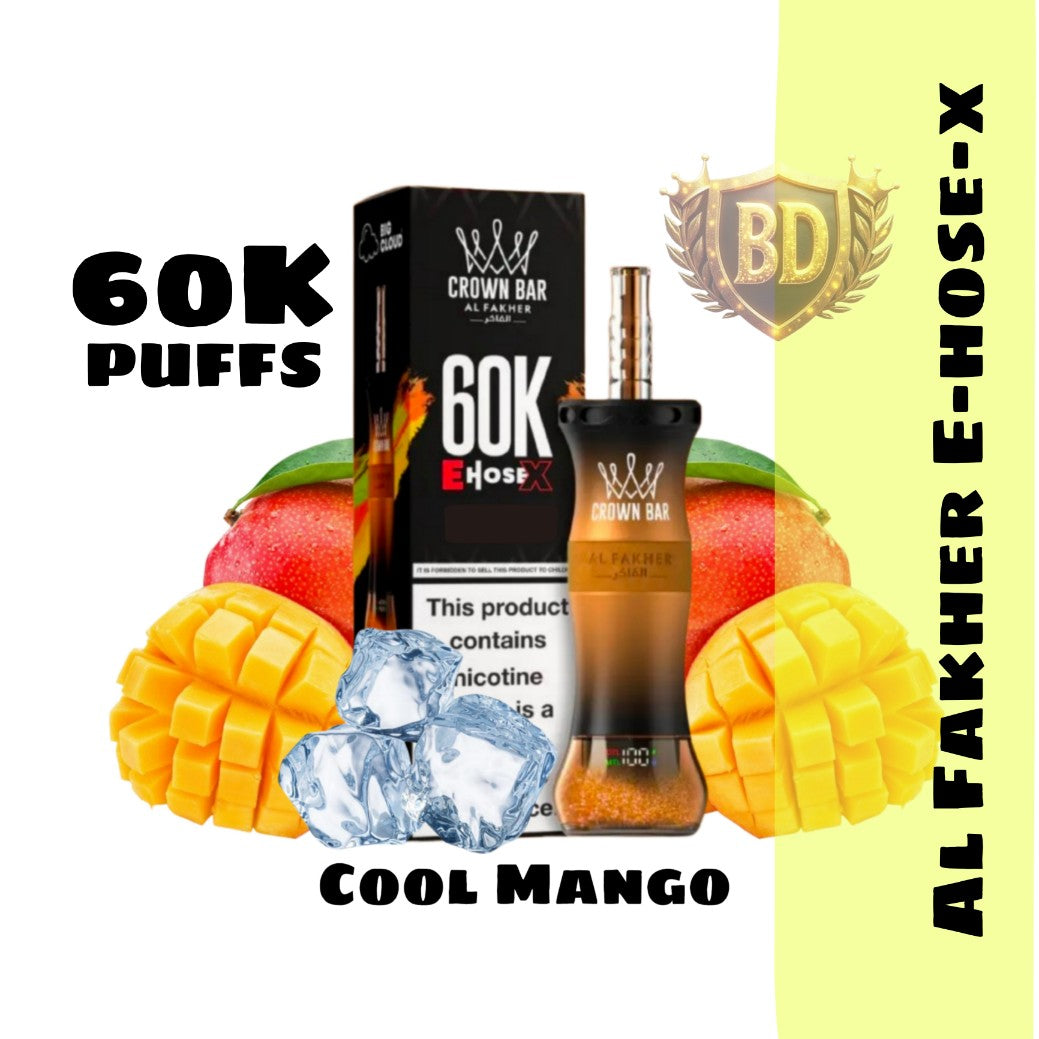 Al Fakher Crown Bar E Hose X 60000 Puffs Cool Mango