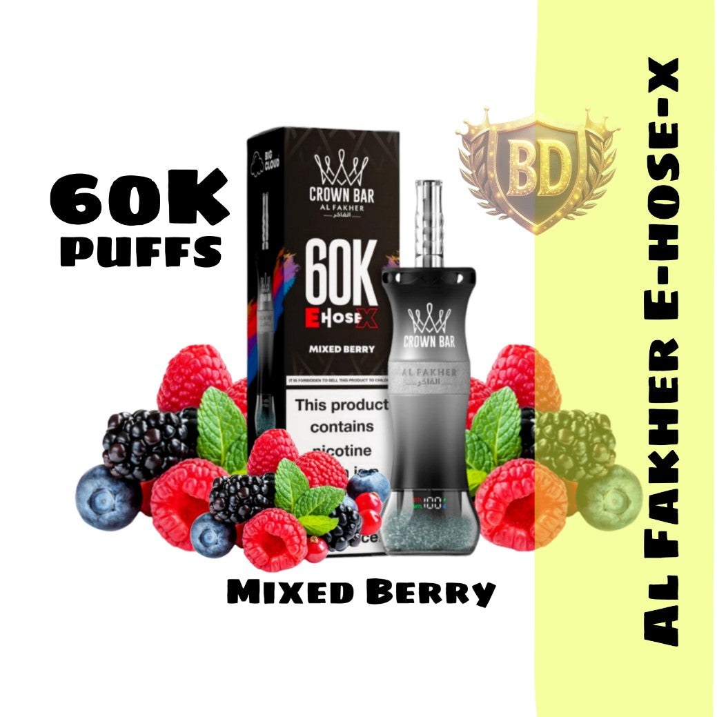 Al Fakher Crown Bar E Hose X 60000 Puffs Mixed Berry