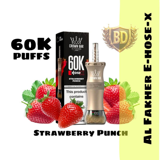 Al Fakher Crown Bar E Hose X 60000 Puffs Strawberry Peach