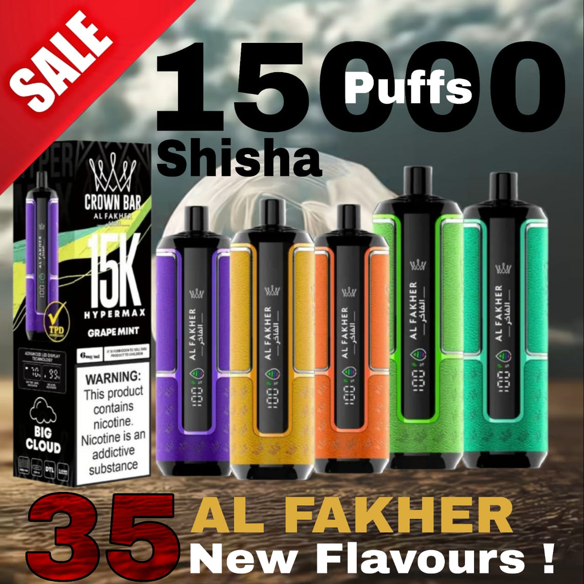 Al Fakher Crown Bar Hypermax  15000 Puffs Disposable Vape