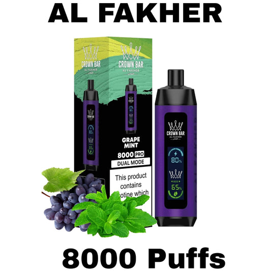 Al Fakher Pro Crown Bar 8000 Puffs Grape Mint
