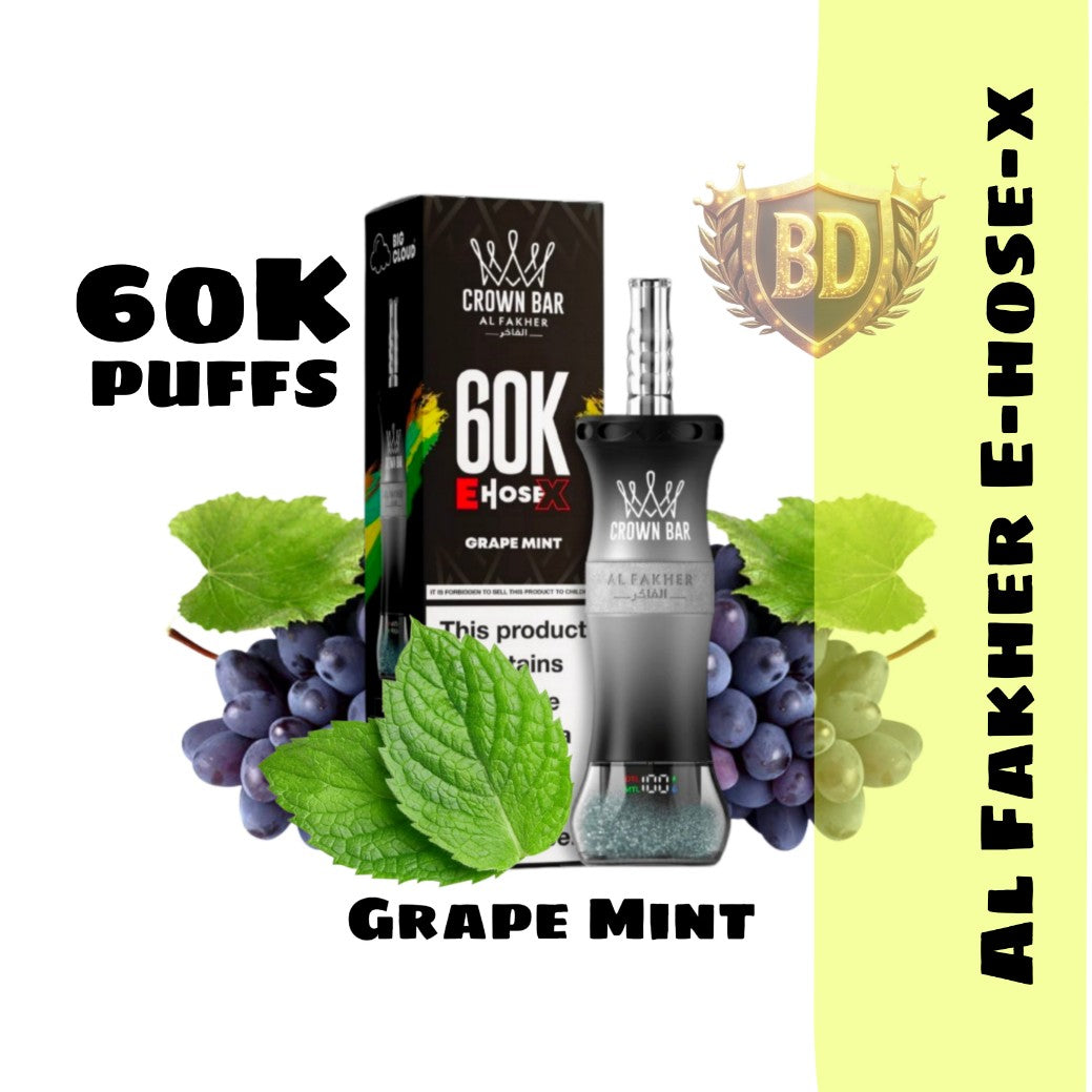 Al Fakher Crown Bar E Hose X 60000 Puffs Grape Mint