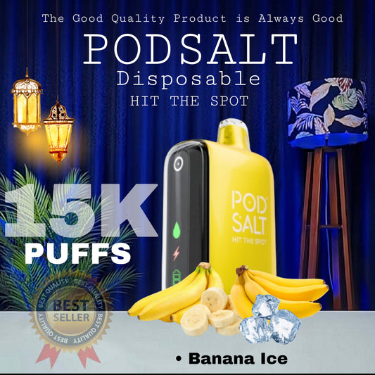 Podsalt 15K Puffs Banana Ice Disposable Vape in Dubai UAE