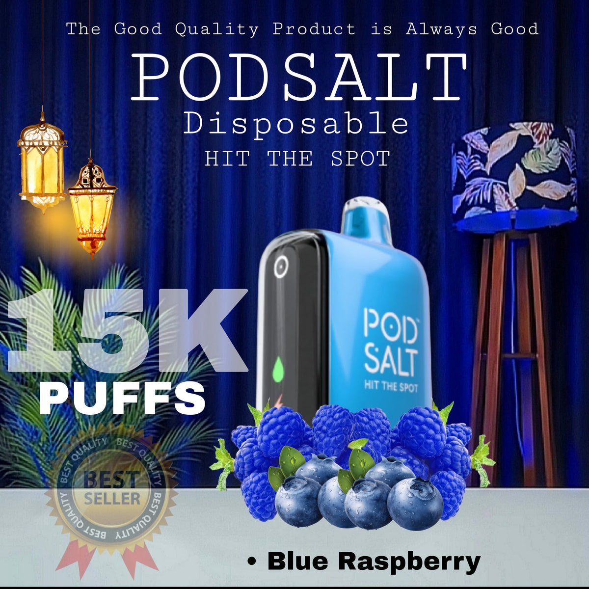 Podsalt 15K Puffs Blue Raspberry Disposable Vape in Dubai UAE