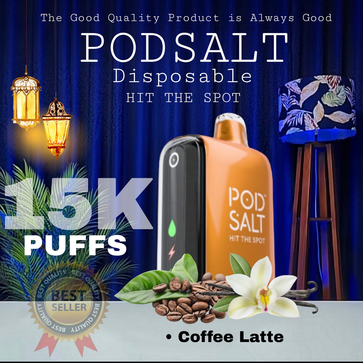 Podsalt 15K Puffs Coffee Latte Disposable Vape in Dubai UAE
