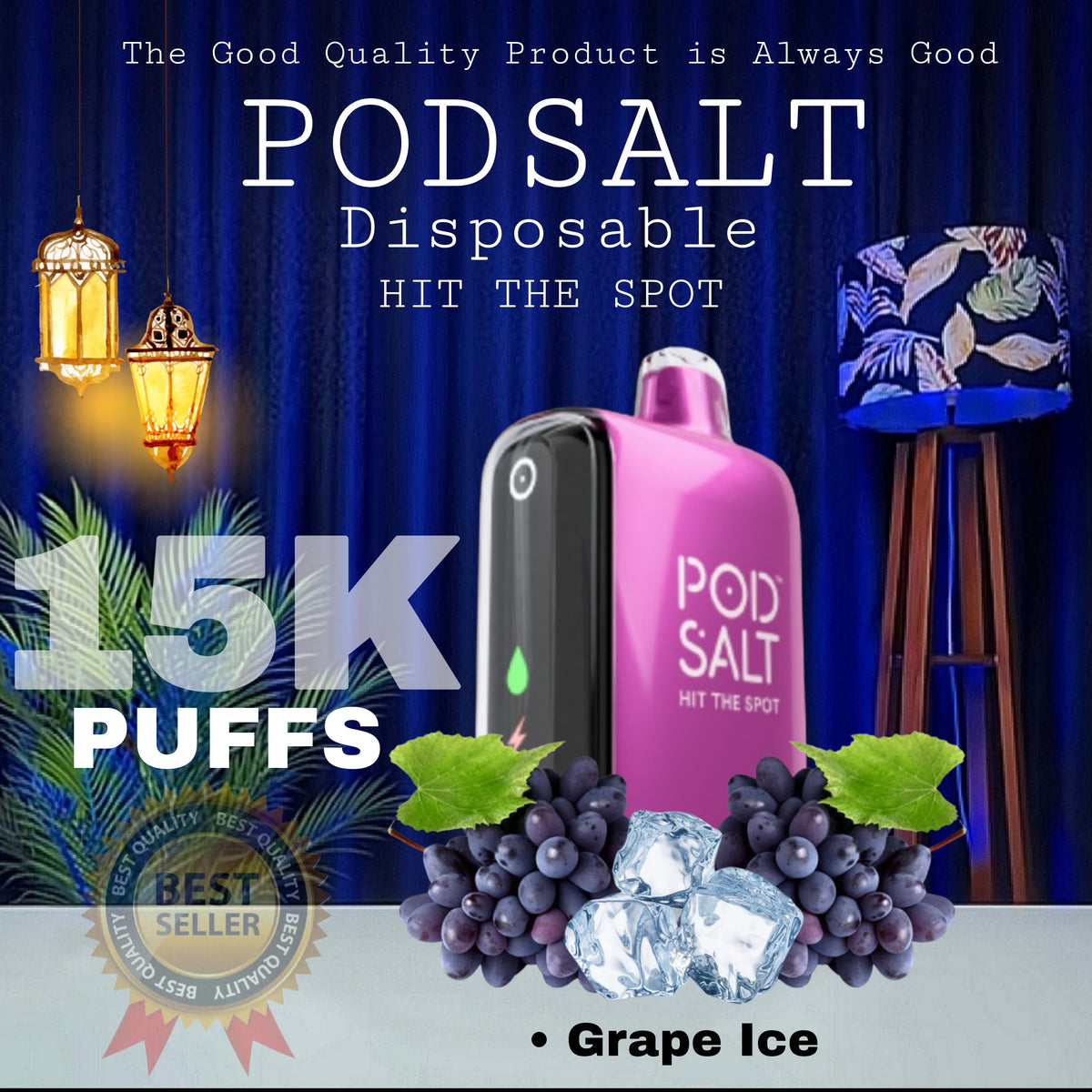 Podsalt 15K Puffs  Grape Ice Disposable Vape in Dubai UAE