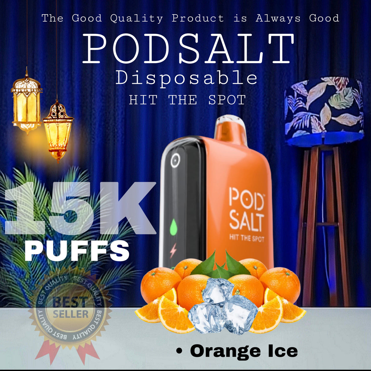Podsalt 15K Puffs Orange Ice Disposable Vape in Dubai UAE