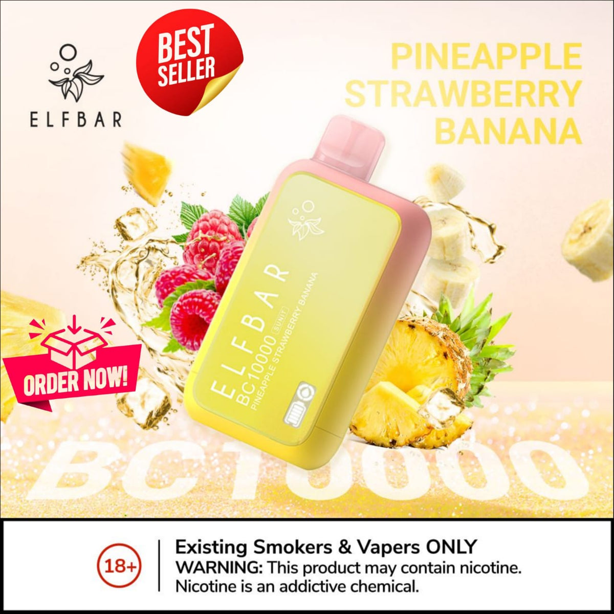 ELF BAR 10000 Puffs Pineapple Strawberry Banana Disposable Vape in Dubai UAE