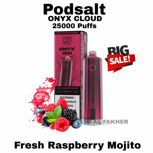 Pod Salt Onyx Cloud 25000 Puffs Fresh Raspberry Mojito in Dubai UAE