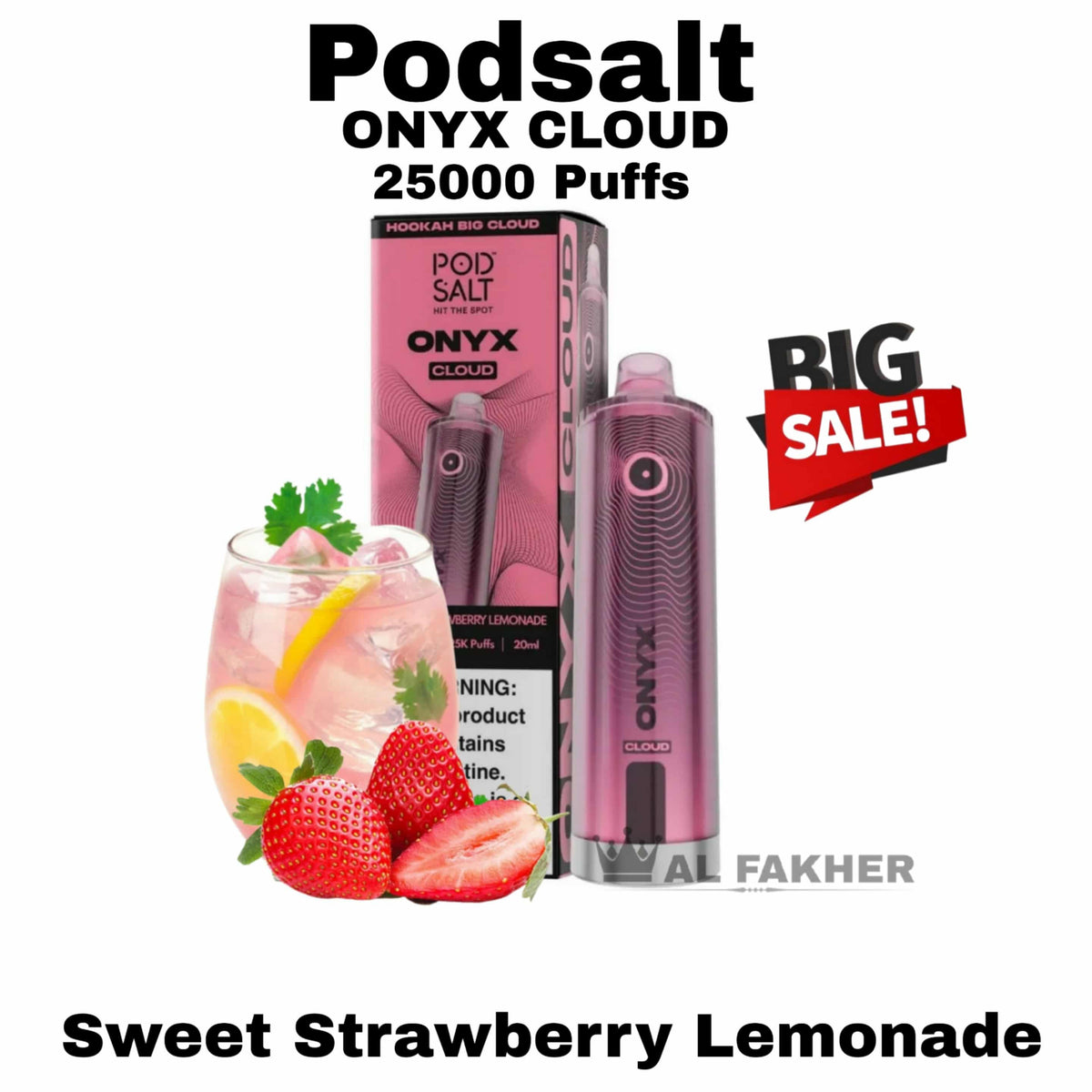 Pod Salt Onyx Cloud 25000 Puffs Sweet Strawberry Lemonade in Dubai UAE