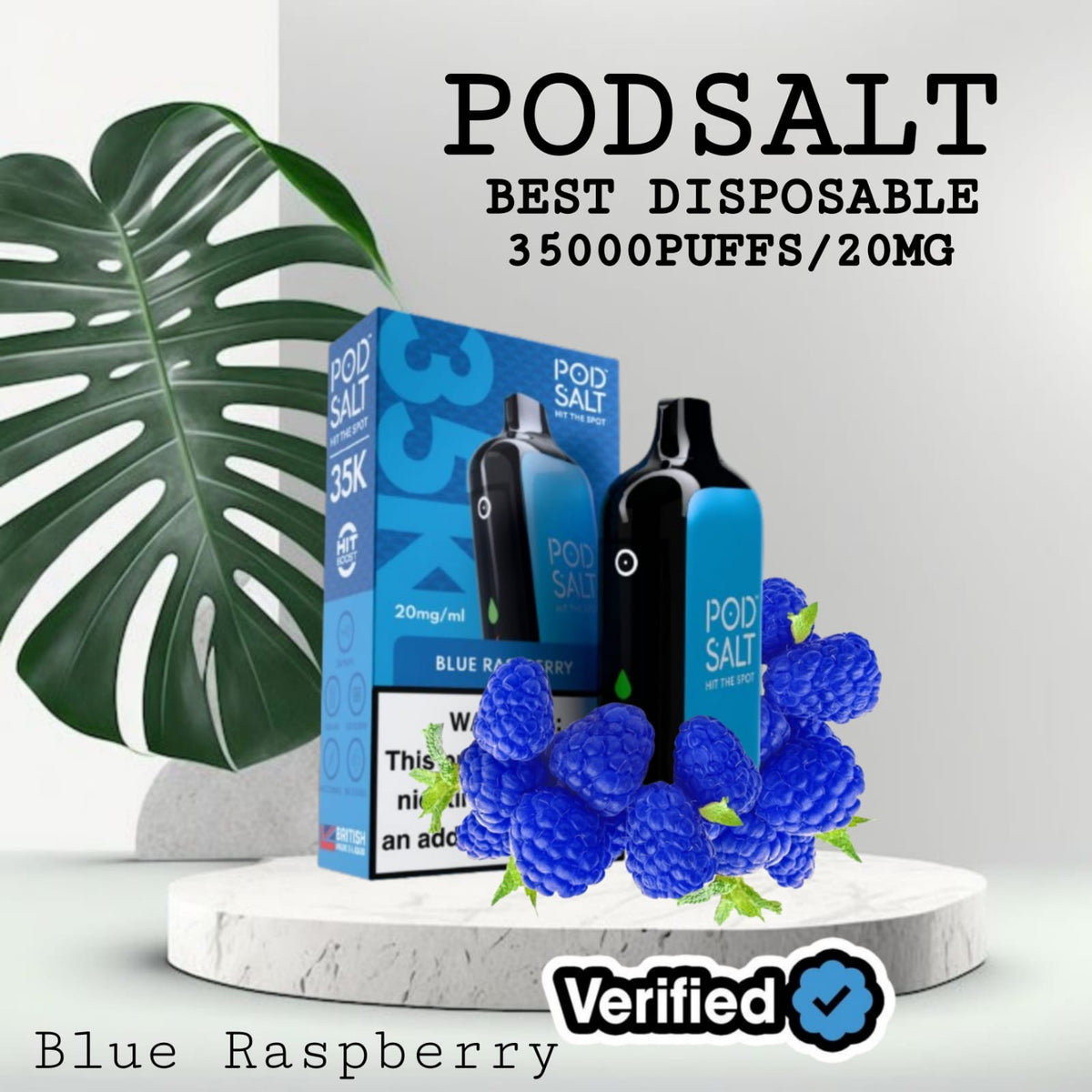 Podsalt 35000 Puffs Blue Raspberry Disposable Vape in Dubai UAE