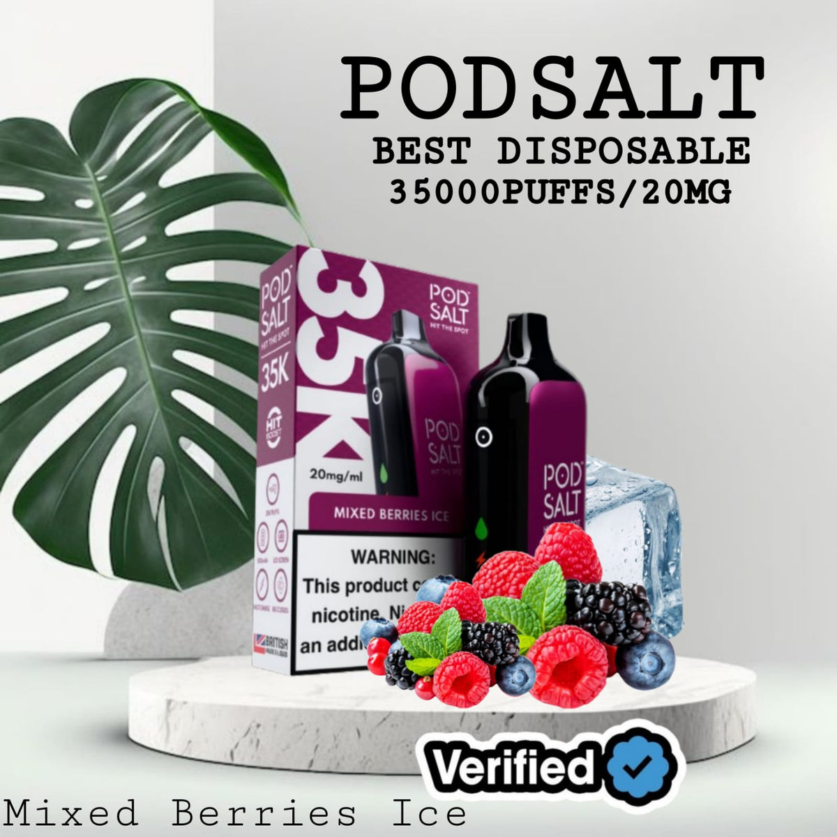 Podsalt 35000 Puffs Mixed Berries Ice Disposable Vape in Dubai UAE