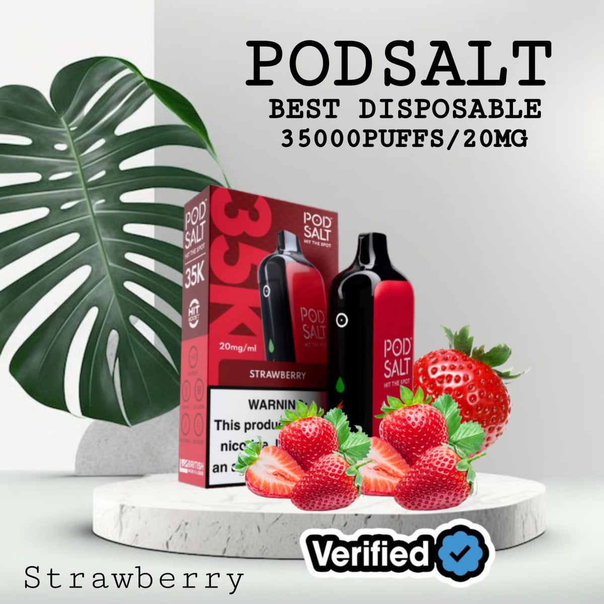 Podsalt 35000 Puffs Strawberry Disposable Vape in Dubai UAE