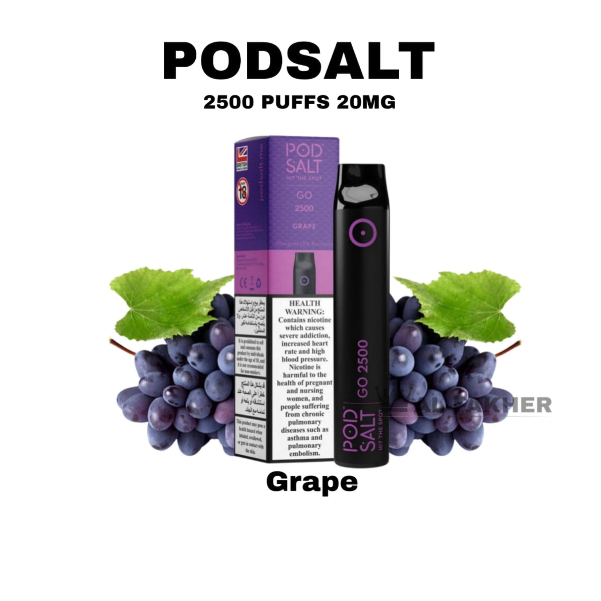 Pod Salt Go 2500 Puffs Grape Disposable Vape in Dubai UAE