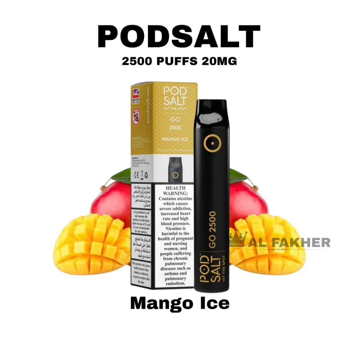 Pod Salt Go 2500 Puffs Mango Ice Disposable Vape in Dubai UAE