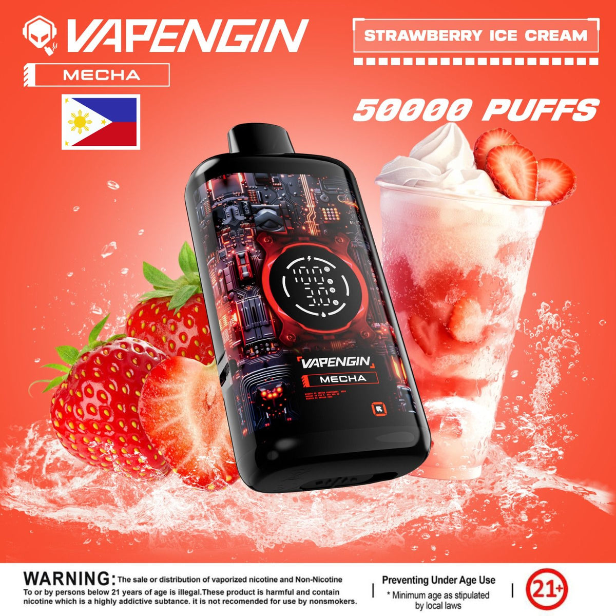 VAPENGIN Meacha 50000 Puffs Strawberry Ice Cream
