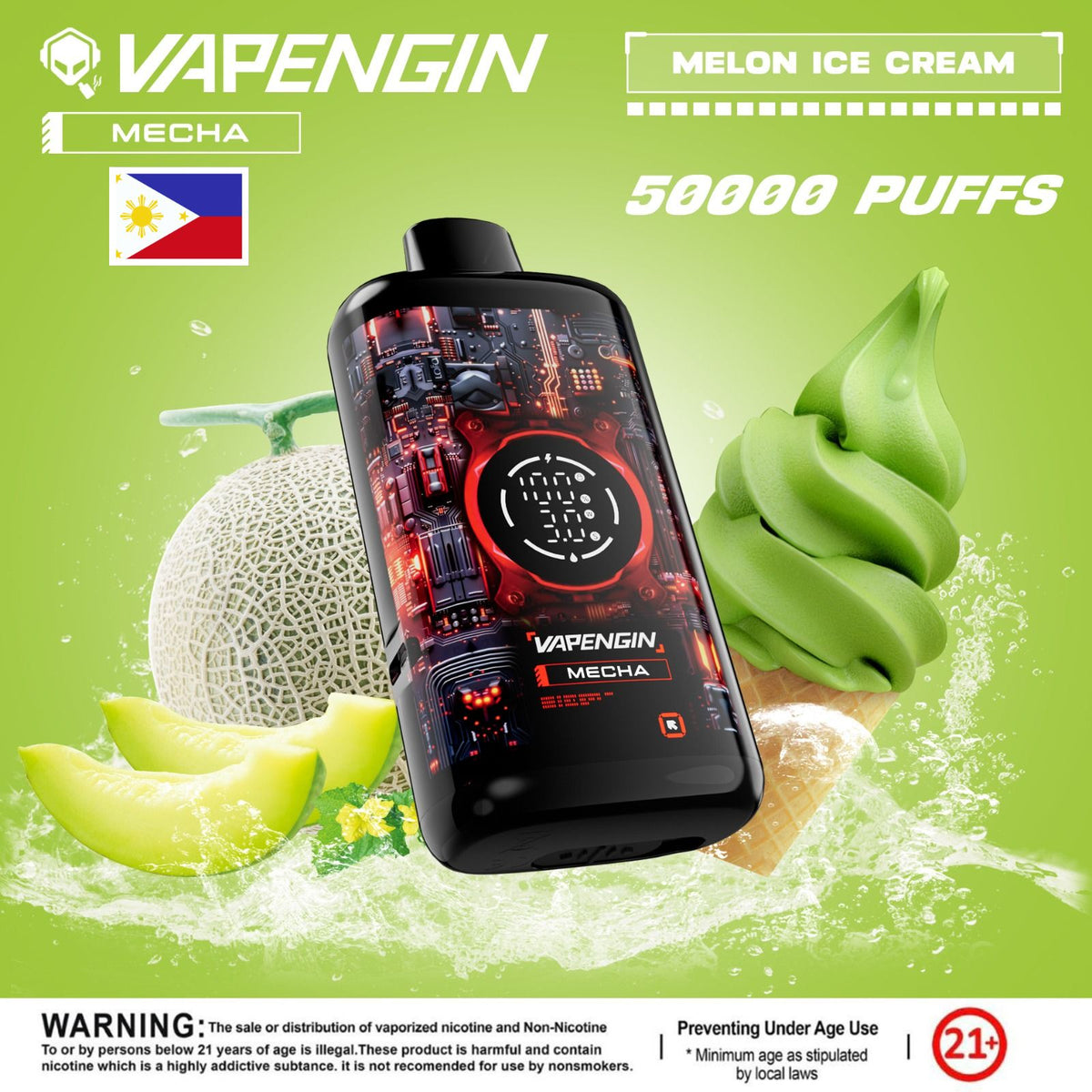 VAPENGIN Meacha 50000 Puffs Melon Ice Cream,