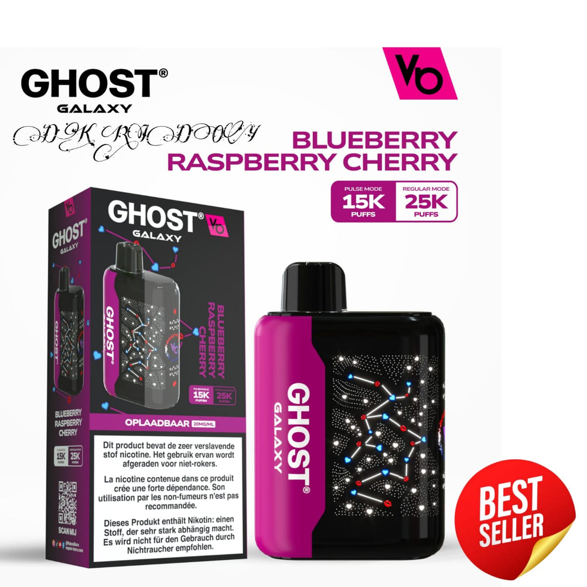 Vapes Bars Ghost Galaxy 25K Puffs Blueberry Raspberry Cherry In UAE